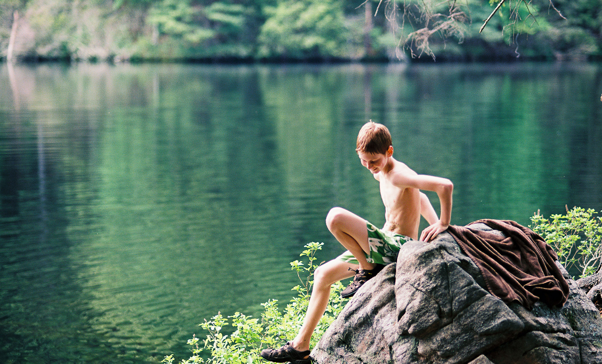 young boy at the lake